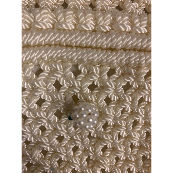 Vintage Women's White/Ivory Macrame Clutch with Fringe - Picture 6 of 7
